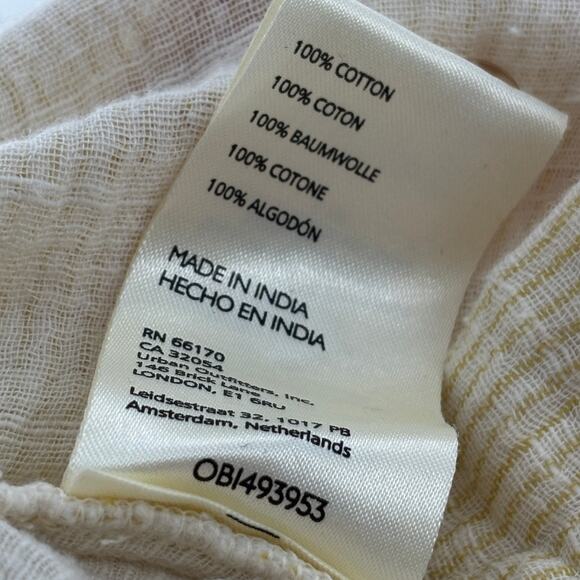 Anthropologie Yellow Striped V-Neck Cotton Popover Button Down Shirt - Picture 11 of 12